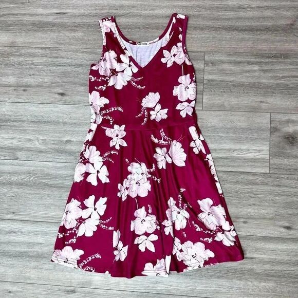 Huhot Women's Red And Pink Sleeveless V-Neck Flared Sundress‎ Size XL NWOT - Picture 1 of 5